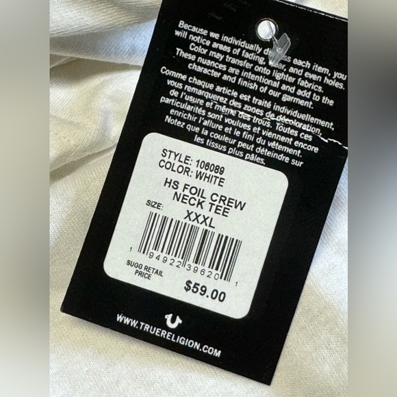 NWT True Religion HS Foil Crew New Tee SZ XXXL - Picture 3 of 4